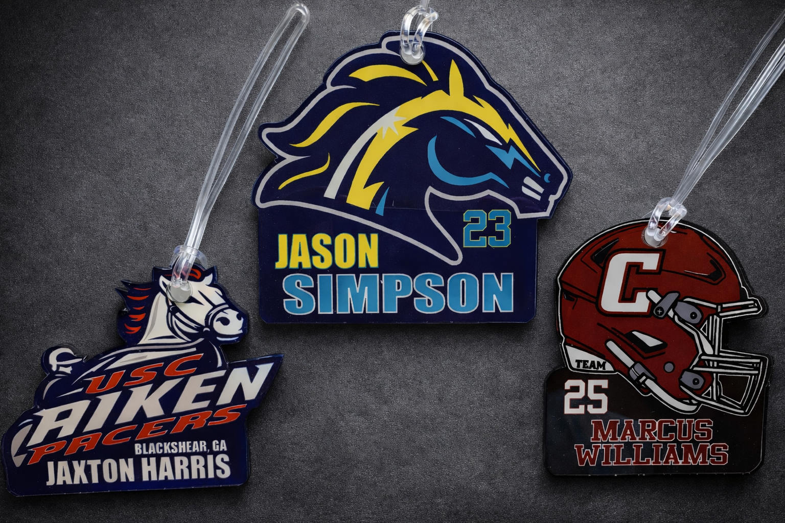 Custom Acrylic Bag Tags | Team Logo Tags Any Shape | Lockerplates.com