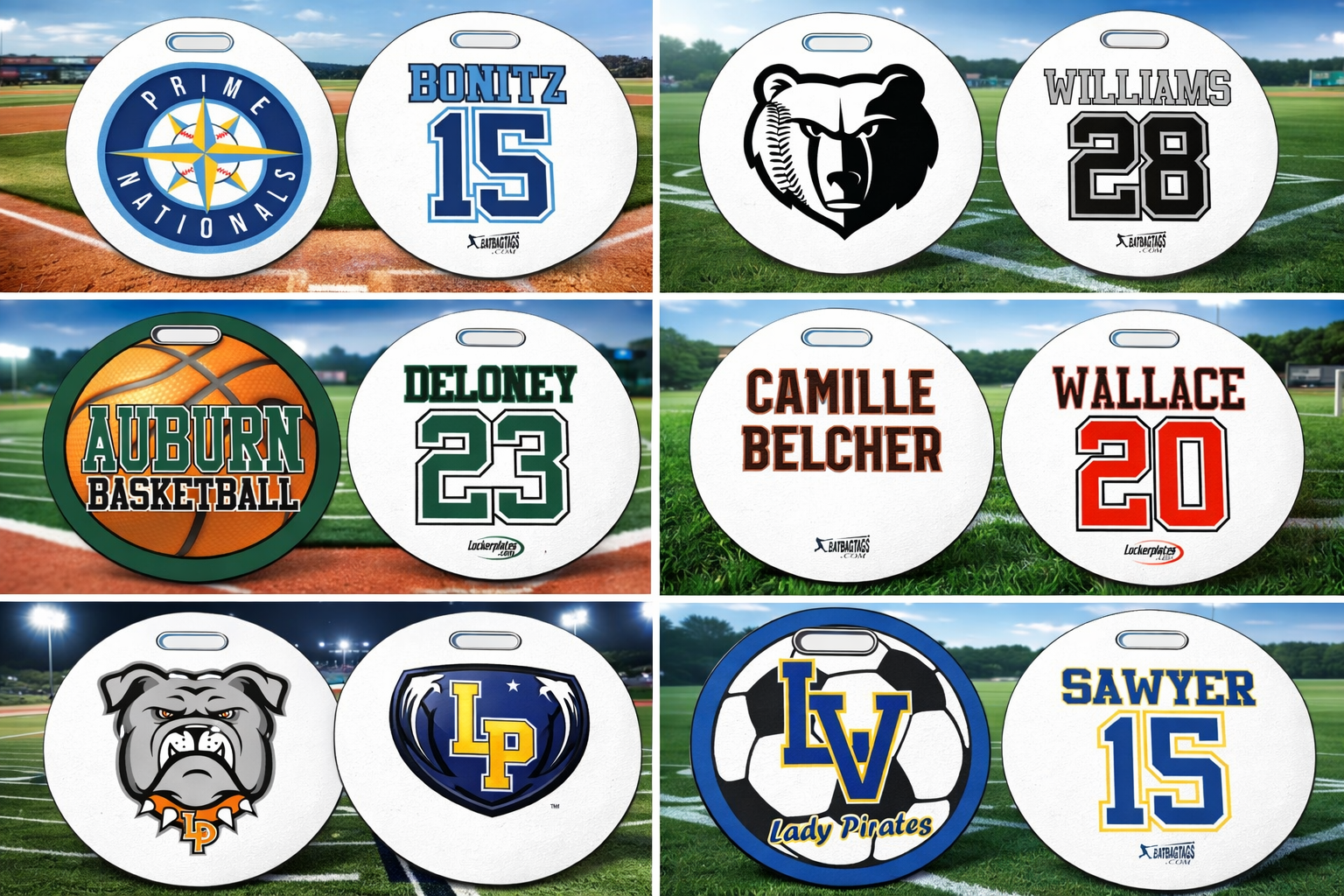 3.5" Round Metal Bag Tags